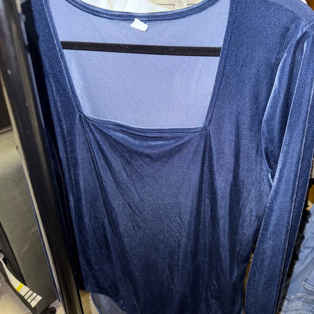 Elegant Blue Velvet Top